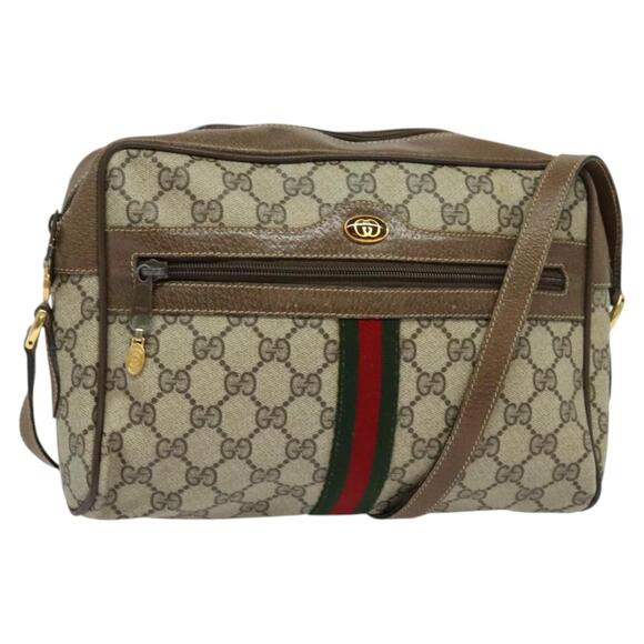 GUCCI GG Supreme Web Sherry Line Shoulder Bag Pvc Beige 24 02 005 - Picture 1 of 16